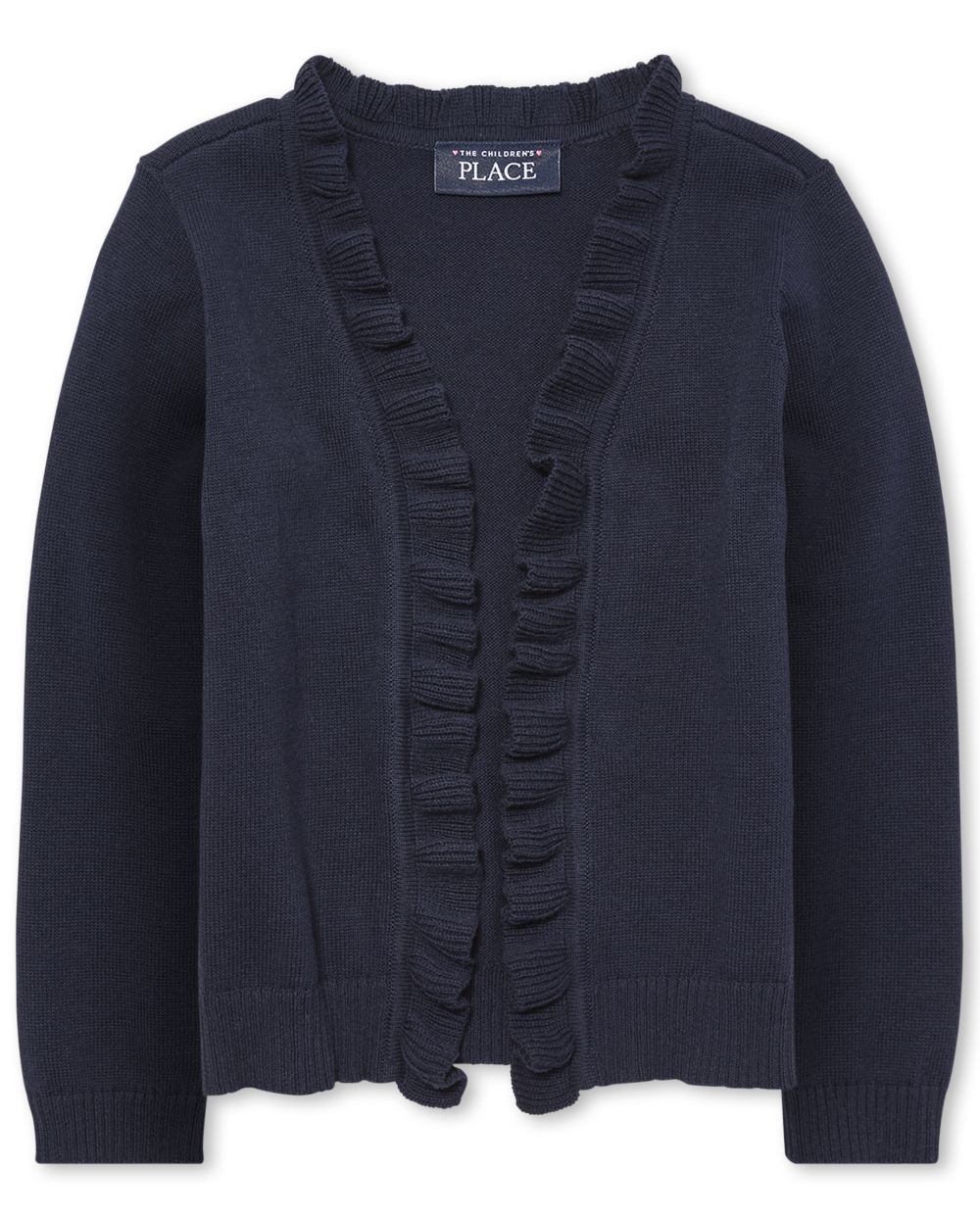 

s Toddler Uniform Ruffle Open Front Cardigan - Blue - The Children's Place