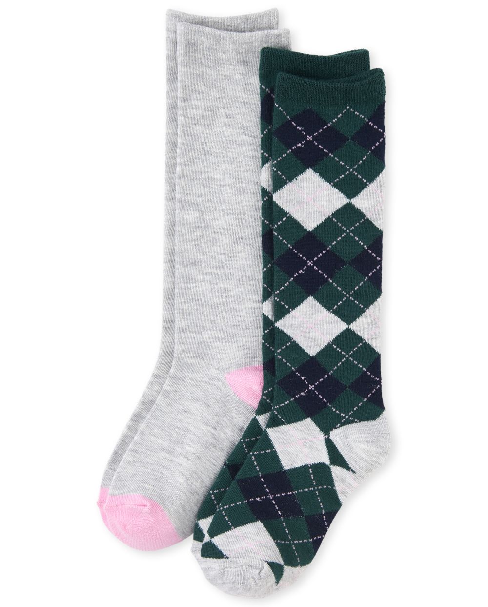 Girls Uniform Argyle Knee Socks 2Pack