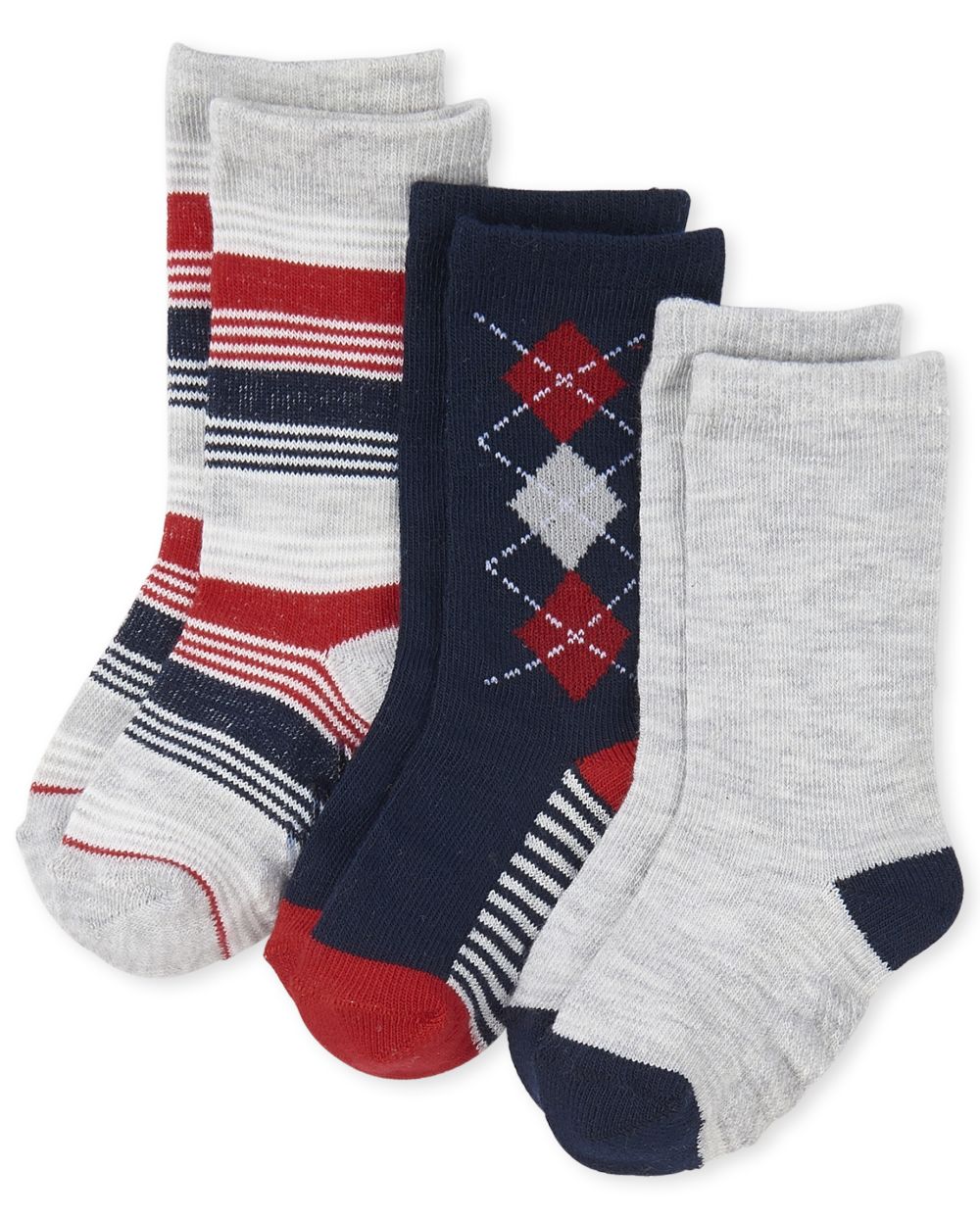 Toddler Boys Uniform Argyle Crew Socks 3Pack