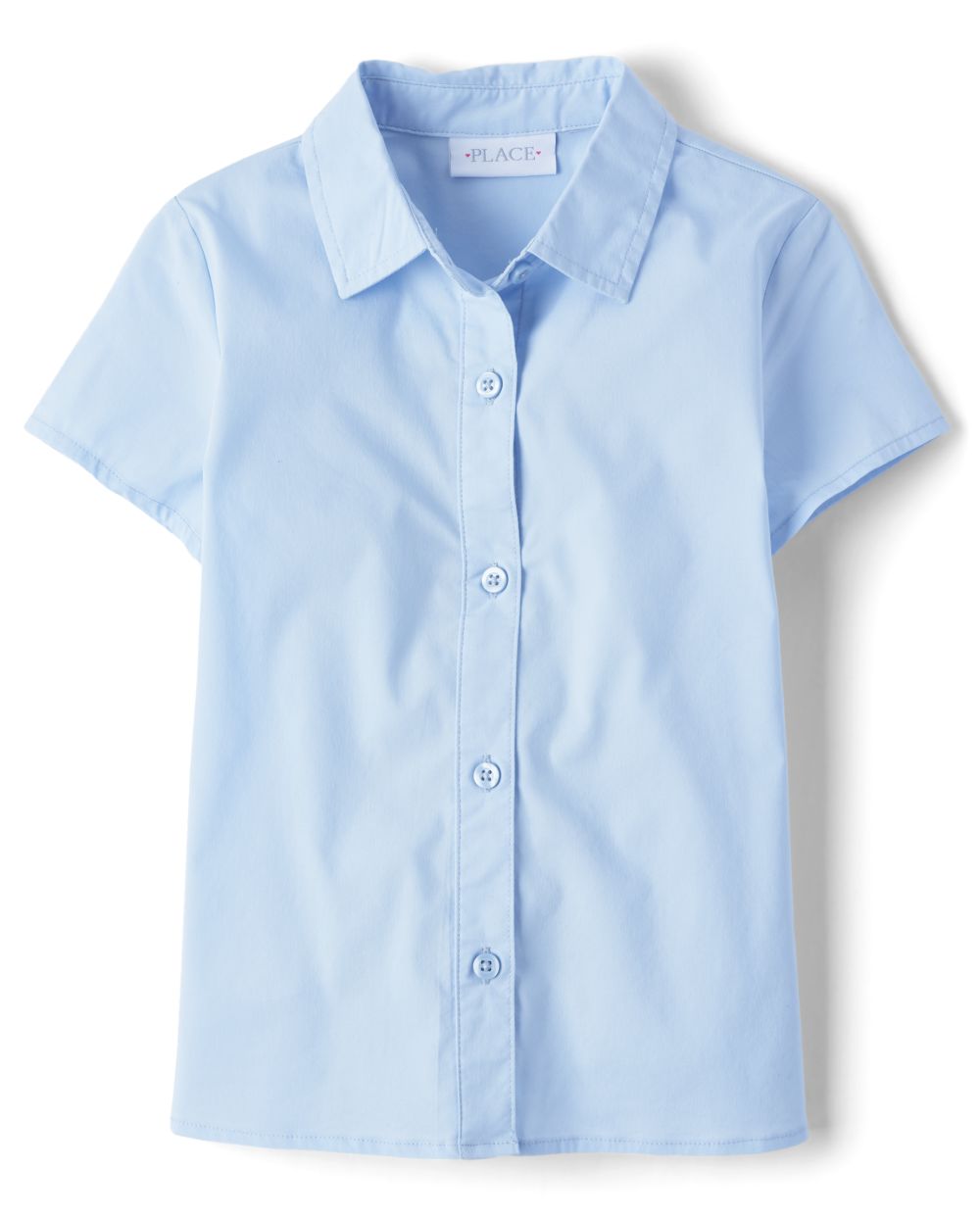 

Girls Uniform Poplin Button Down Shirt - Blue - The Children's Place
