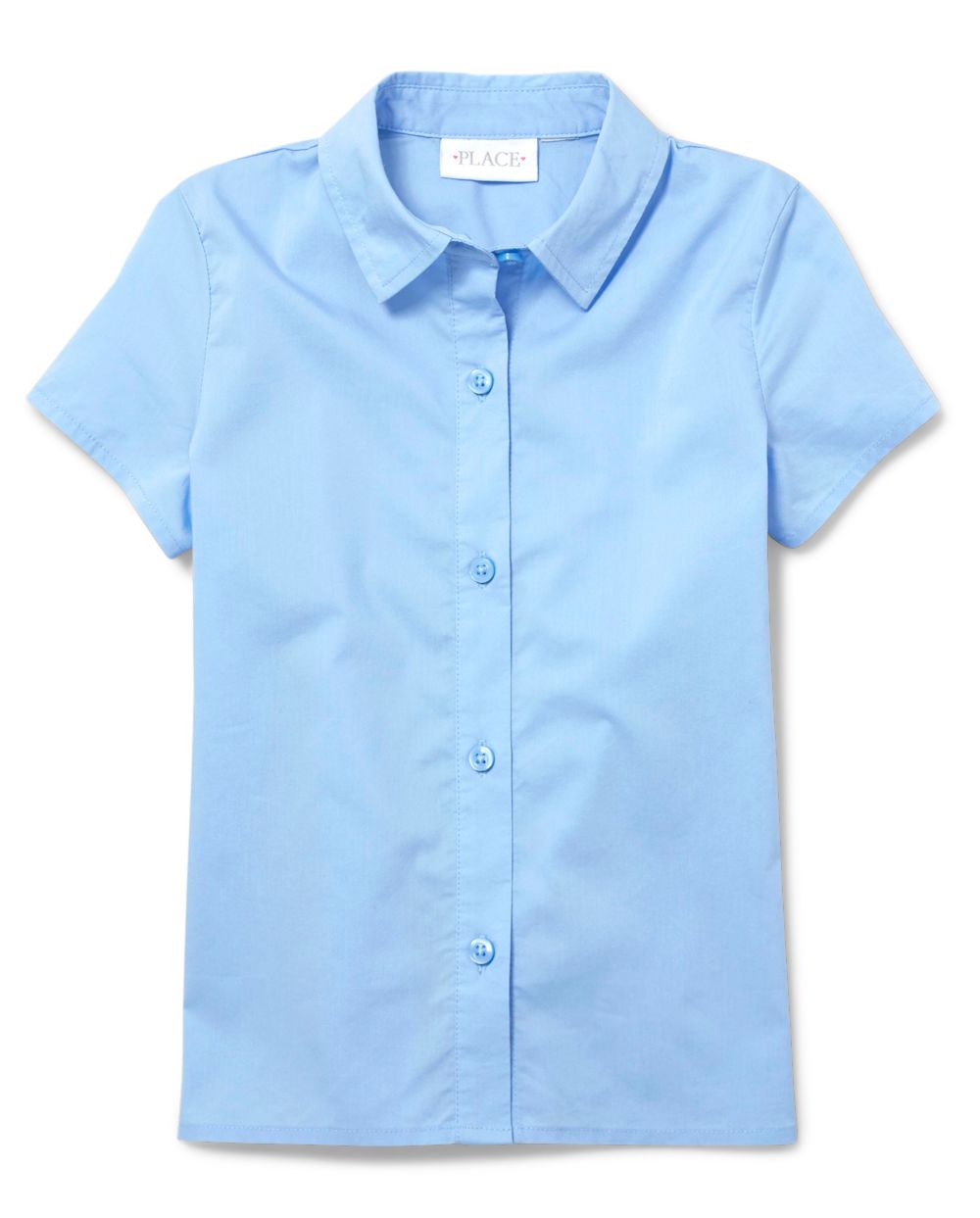 

Girls Uniform Poplin Button Down Shirt - Blue - The Children's Place