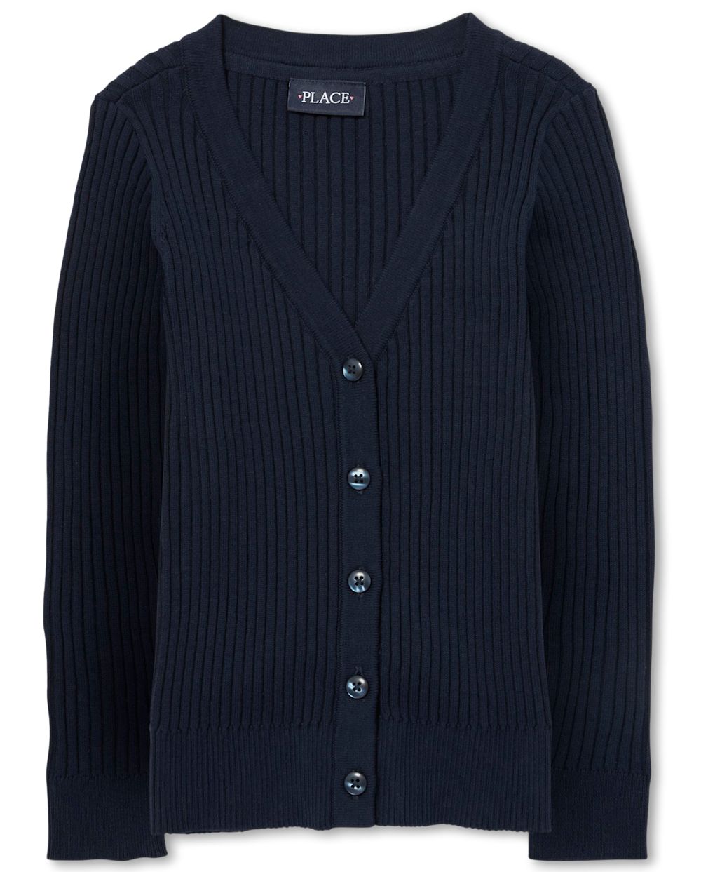 

Girls Uniform Ribbed Boyfriend Cardigan - Blue - The Children's Place