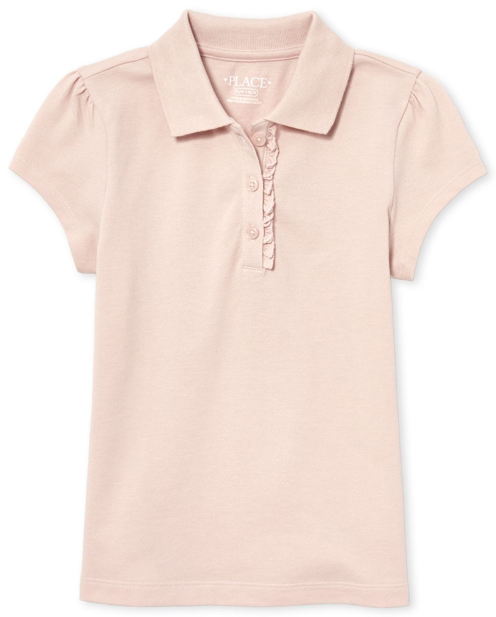 

Girls Uniform Ruffle Pique Polo - Pink - The Children's Place