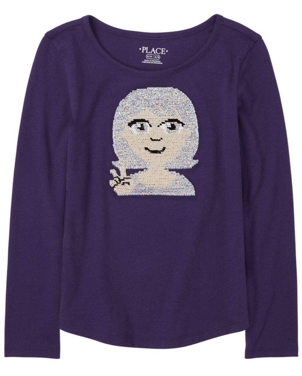 

Girls Flip Sequin Curved Hem Top - Purple - The Children's Place
