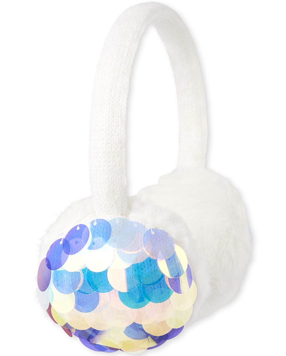 

Girls Paillete Faux Fur Ear Muffs - White - The Children's Place
