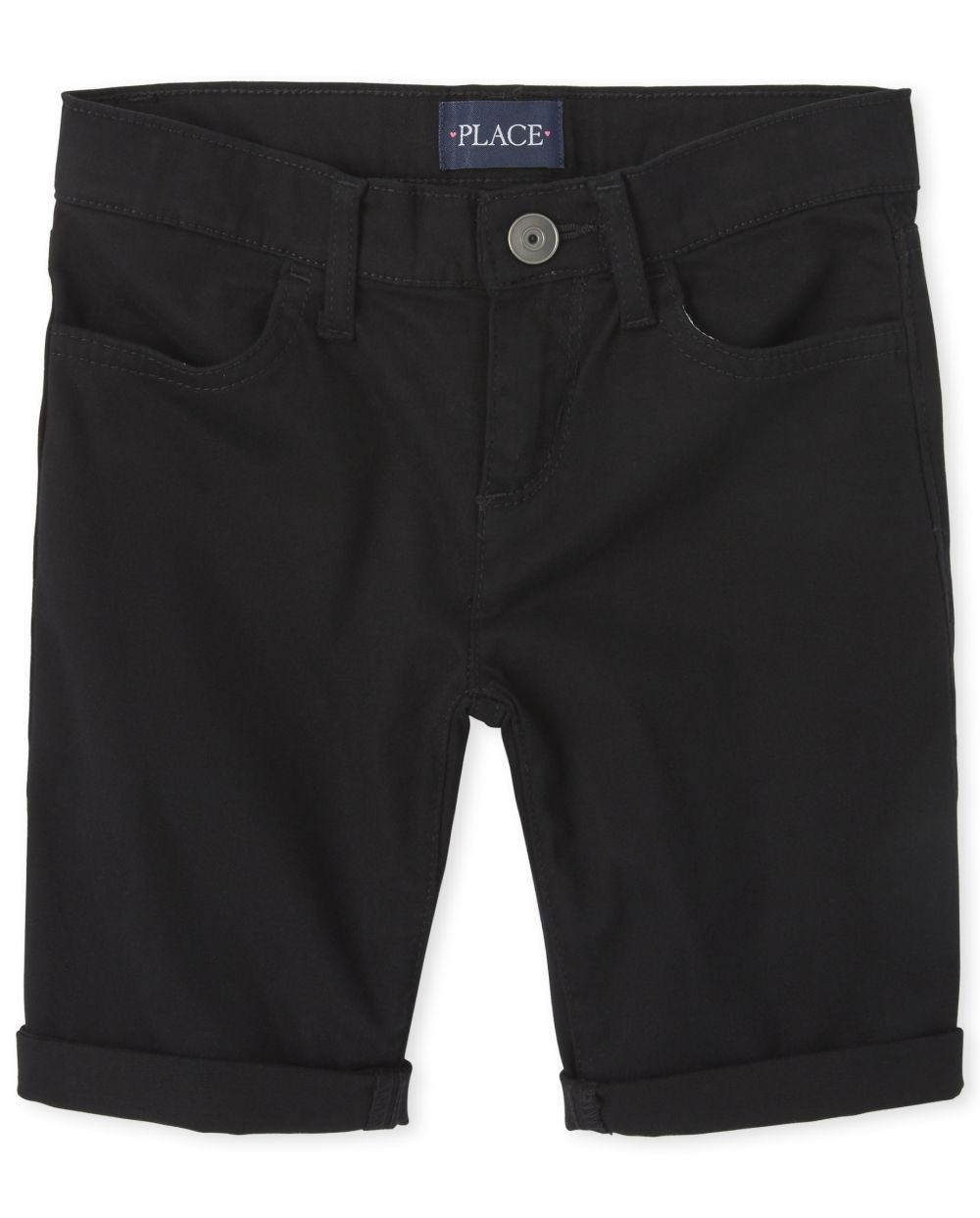 

s Roll Cuff Denim Skimmer Shorts - Black - The Children's Place