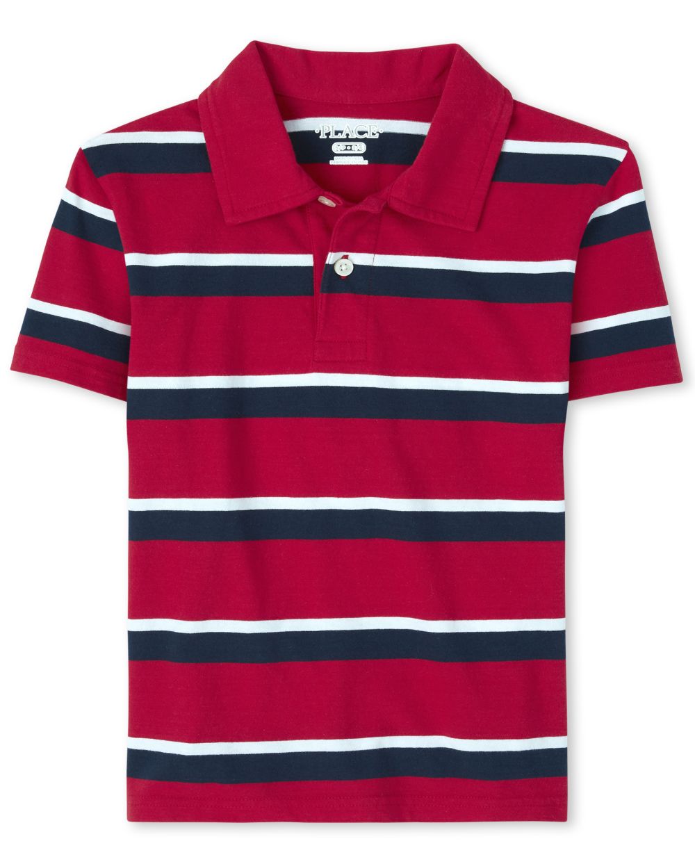 

Boys Boys Uniform Striped Jersey Polo - Red - The Children's Place