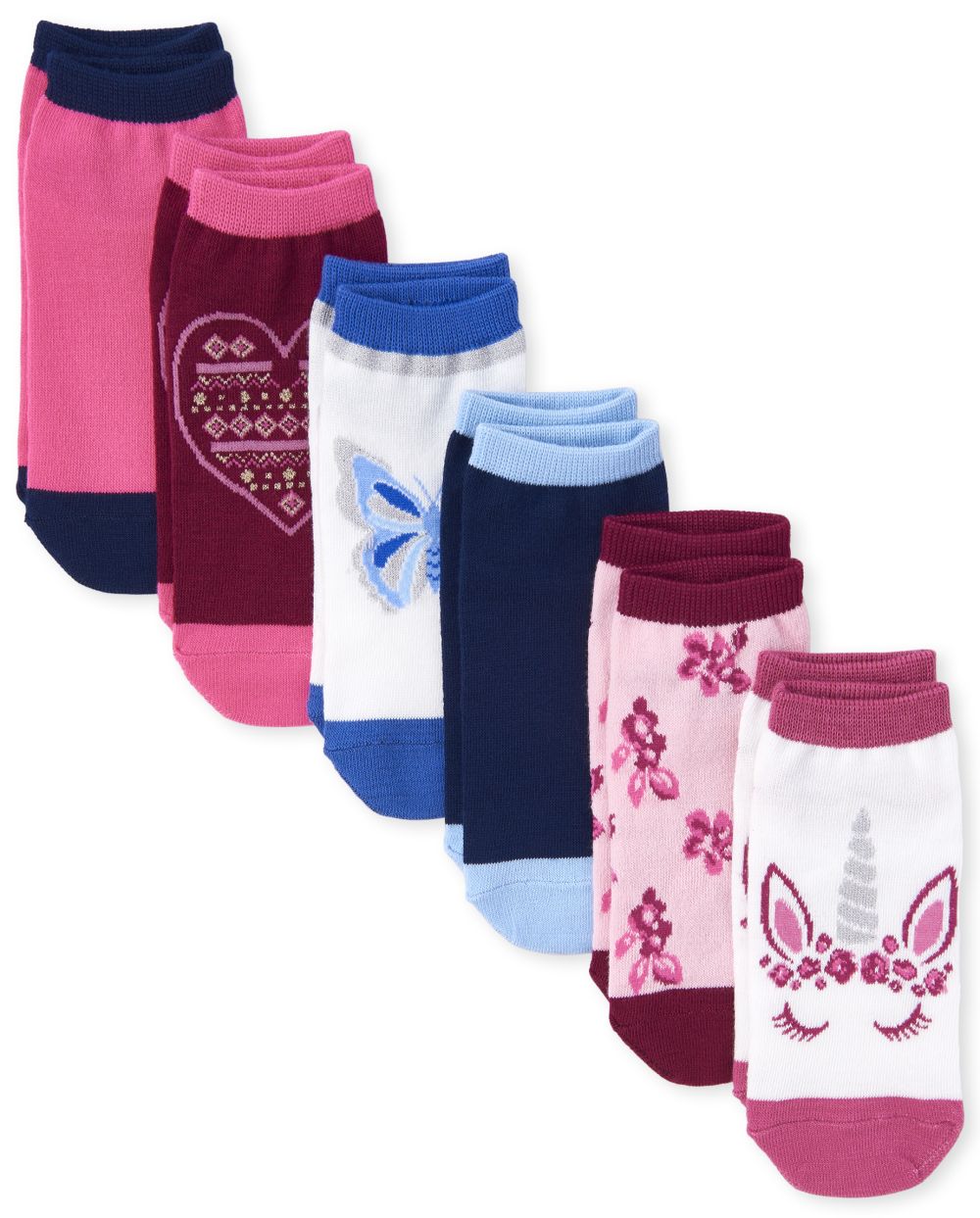 

s Glitter Unicorn Butterfly Ankle Socks 6-Pack - Multi - The Children's Place