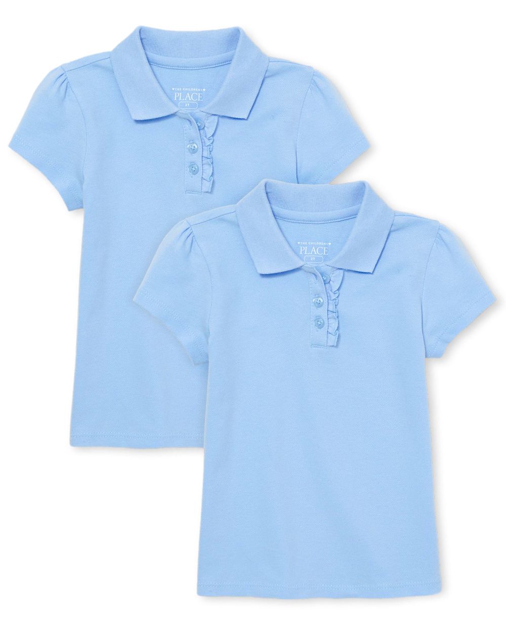 

s Toddler Uniform Ruffle Pique Polo 2-Pack - Blue - The Children's Place
