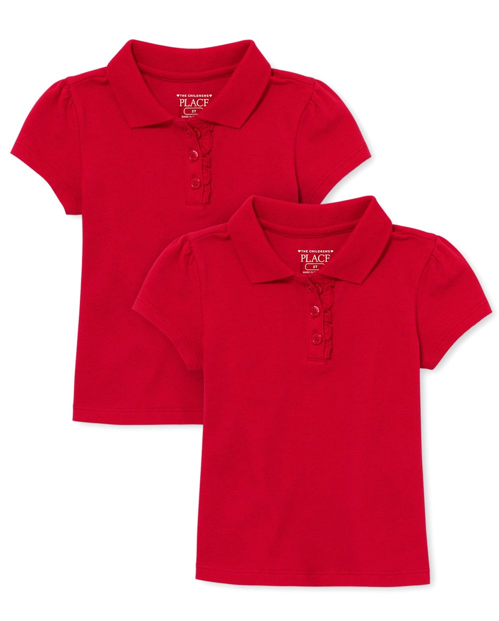 

s Toddler Uniform Ruffle Pique Polo 2-Pack - Red - The Children's Place