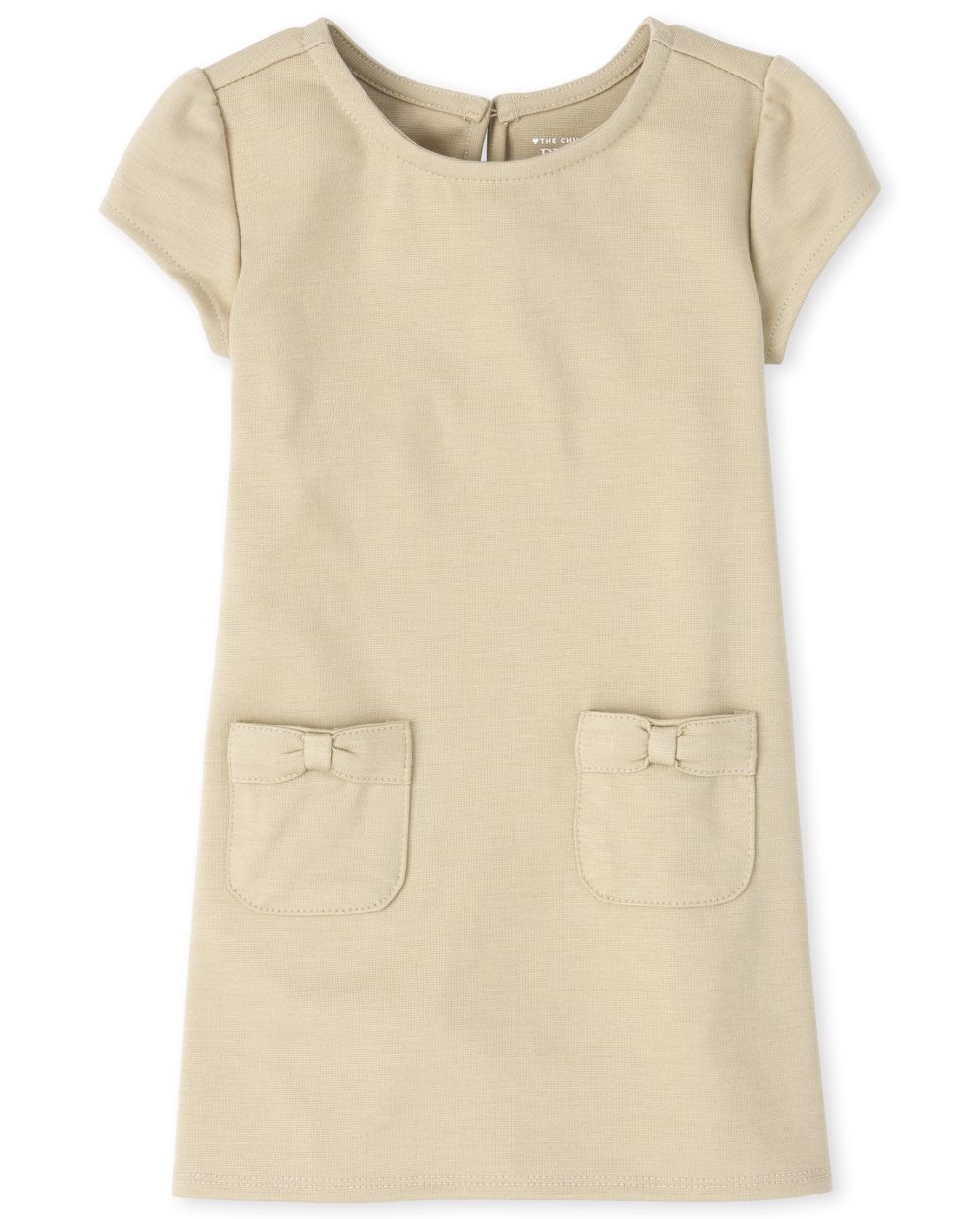Toddler Short Sleeves Sleeves Above the Knee Pocketed Dress With a Bow(s)