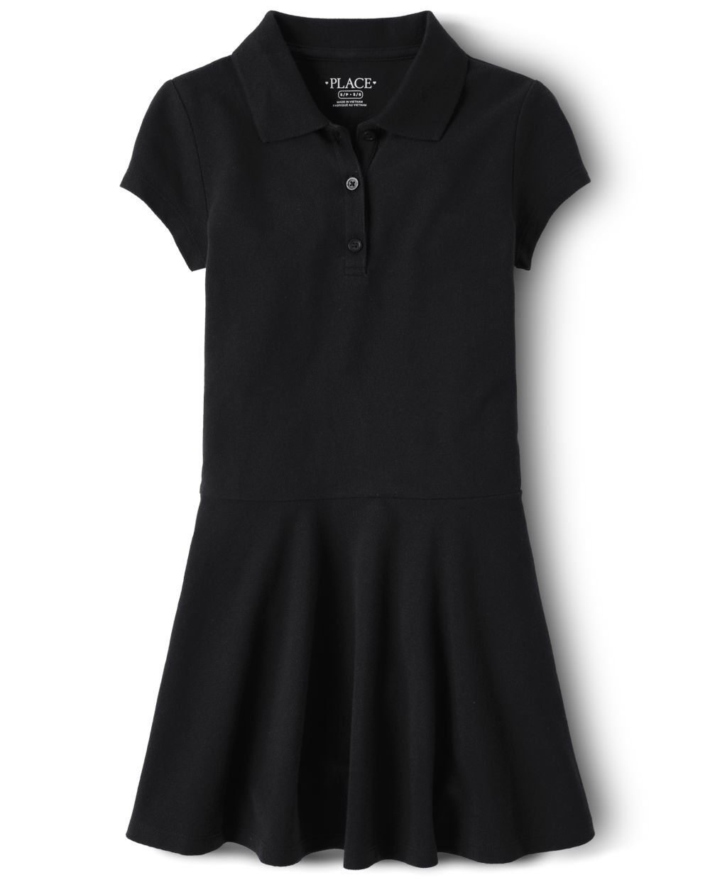 

Girls Uniform Pique Polo Dress - Black - The Children's Place