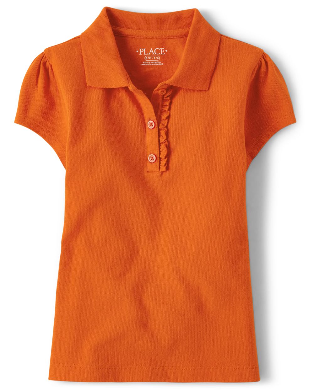 Girls Uniform Short Sleeve Ruffle Pique Polo