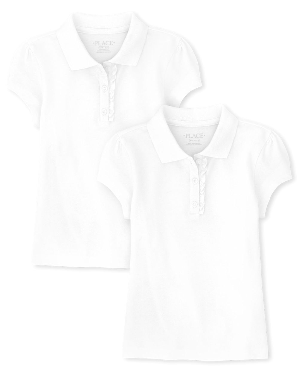 

s Uniform Ruffle Pique Polo 2-Pack - White - The Children's Place