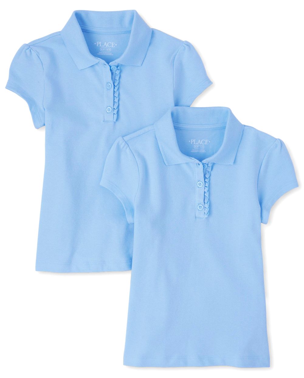 

s Uniform Ruffle Pique Polo 2-Pack - Blue - The Children's Place
