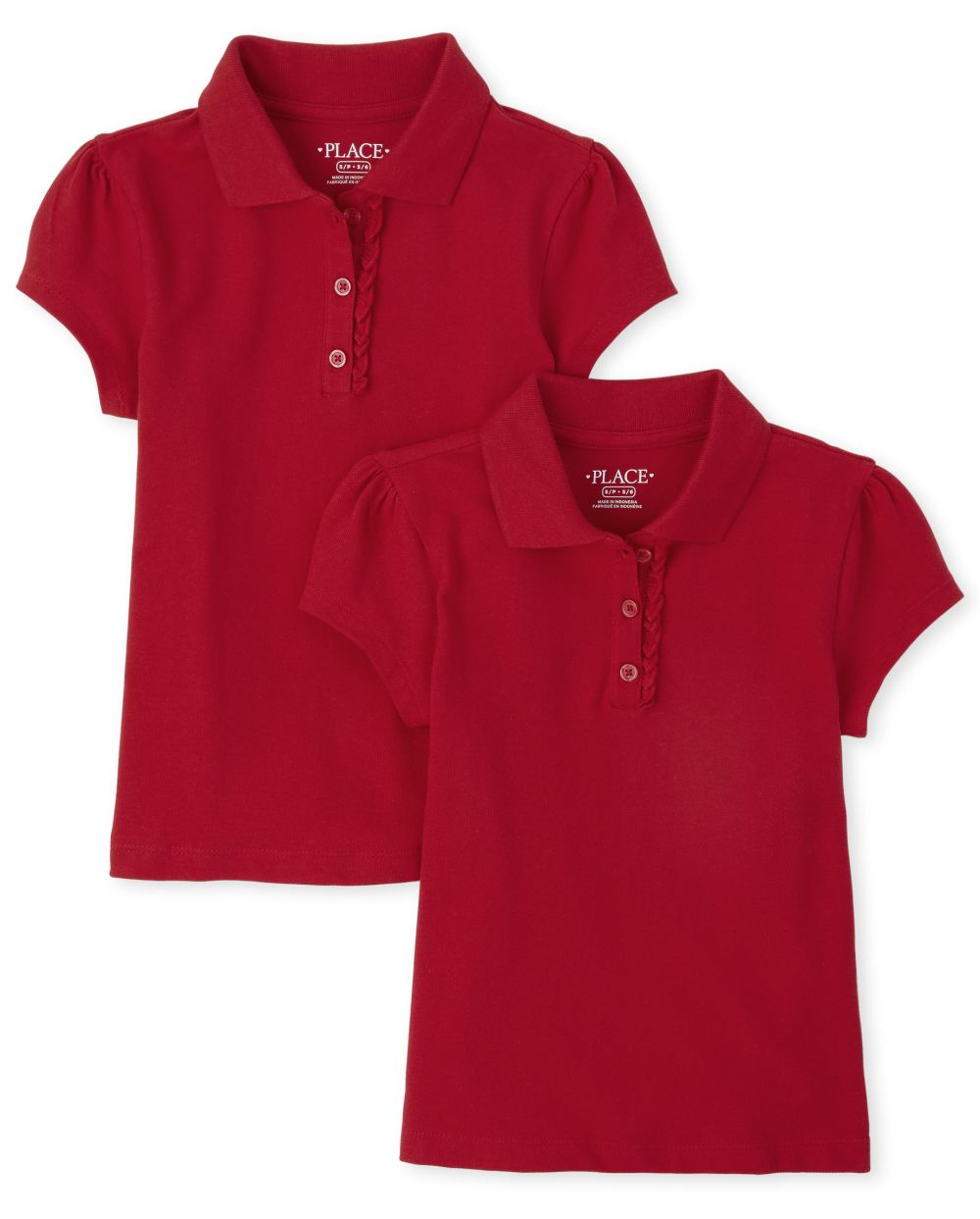 

s Uniform Ruffle Pique Polo 2-Pack - Red - The Children's Place