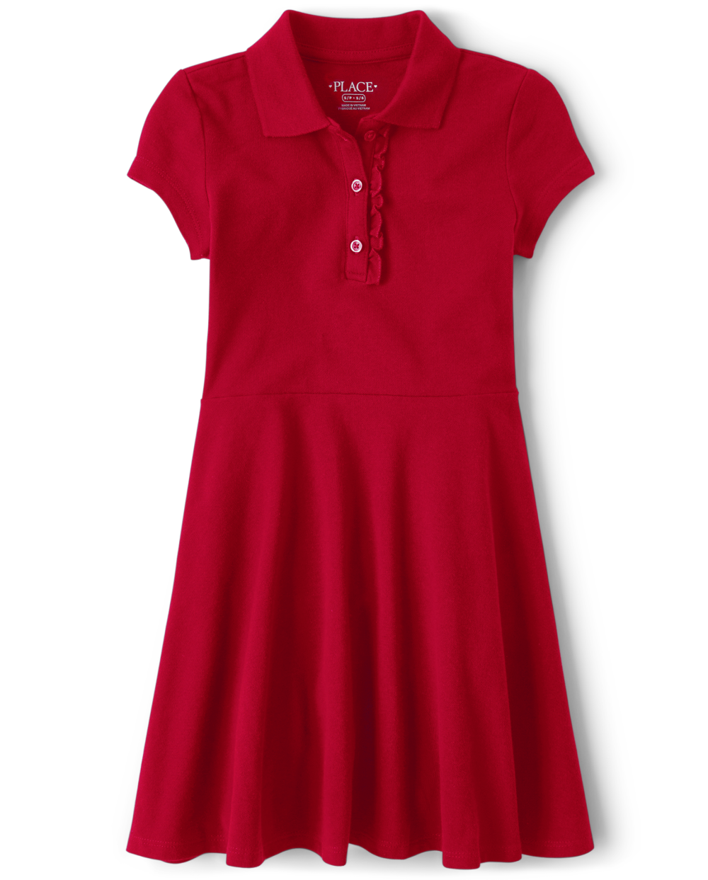 Girls Short Sleeves Sleeves Above the Knee Collared Ruffle Trim Dress
