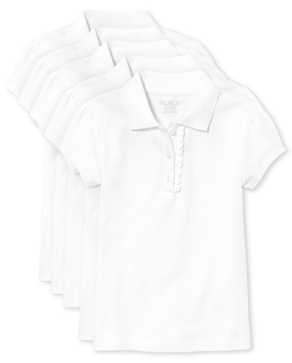 

s Uniform Ruffle Pique Polo 5-Pack - White - The Children's Place