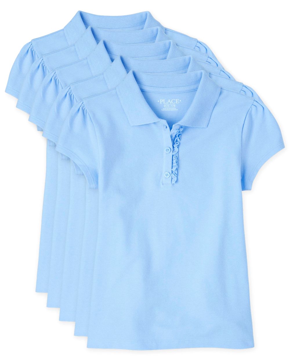 

s Uniform Ruffle Pique Polo 5-Pack - Blue - The Children's Place