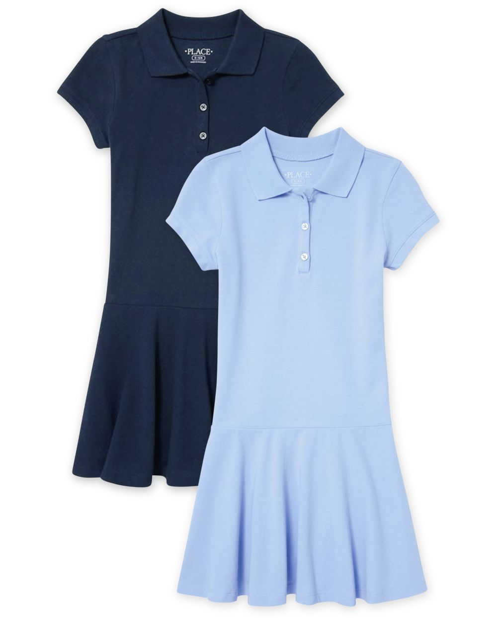 Girls Button Front Collared Short Sleeves Sleeves Above the Knee Dress
