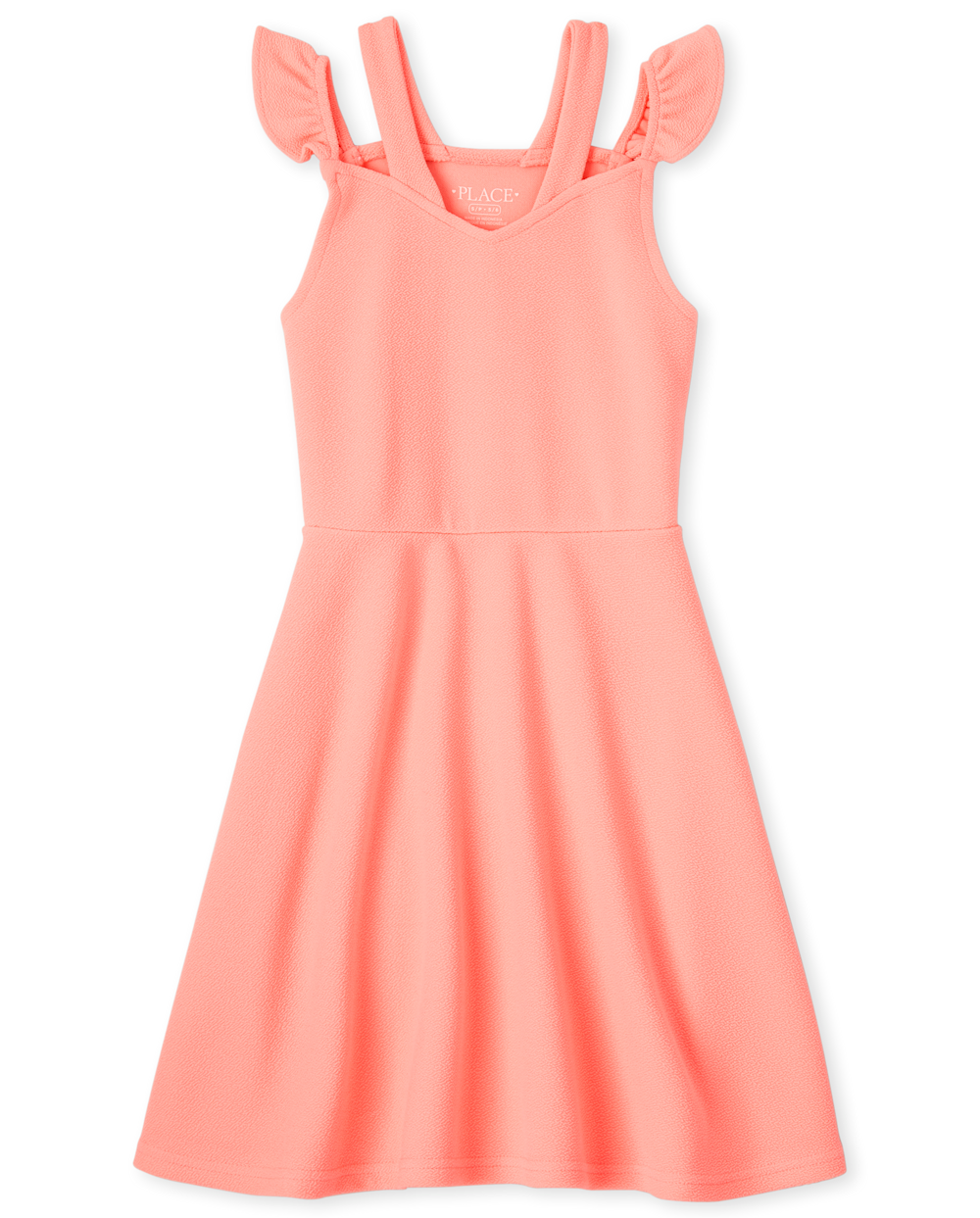 The Children’s Place Girls Stretch Jacquard Cut Out Fit And Flare Dress | Size XL (14) | Coral | Polyester/Spandex The Children’s Place Girls Stretch Jacquard Cut Out Fit And Flare Dress | Size XL (14) | Coral | Polyester/Spandex
