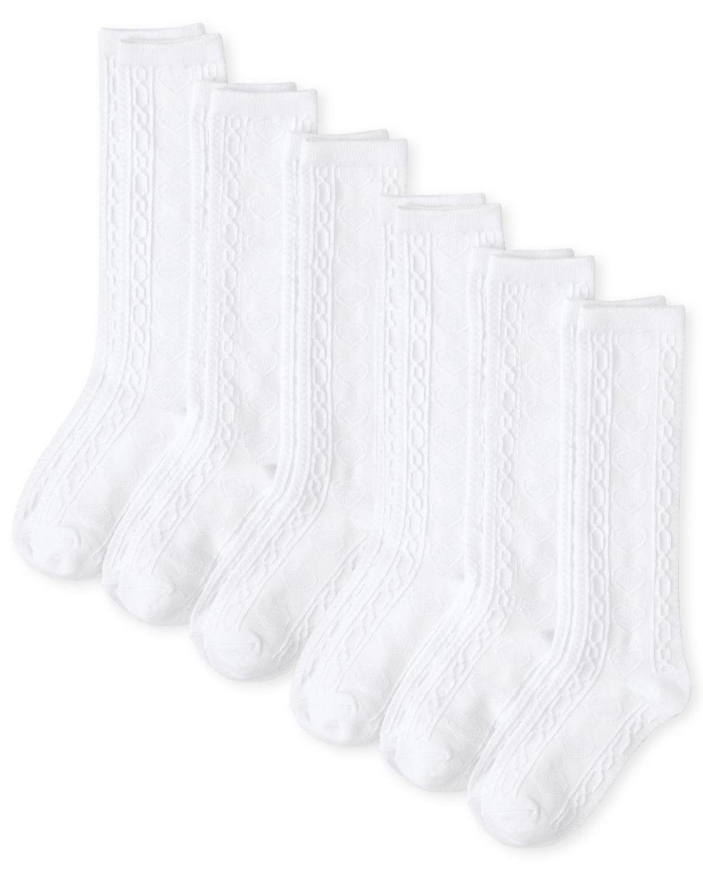 

Girls Pointelle Knee Socks 6-Pack - White - The Children's Place