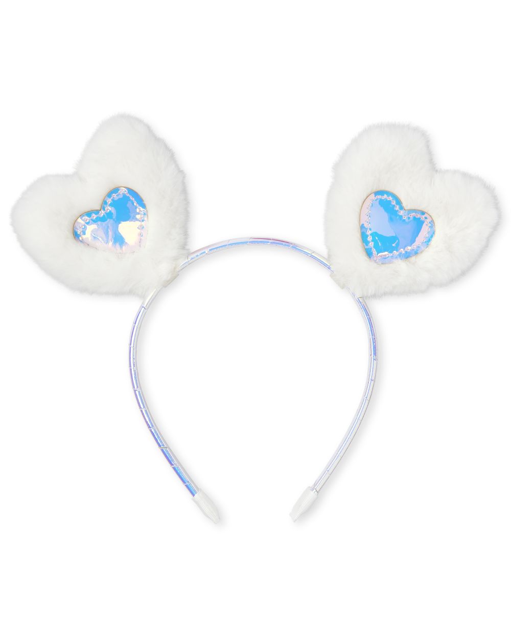 

Baby Girls Toddler Holographic Faux Fur Heart Headband - White - The Children's Place