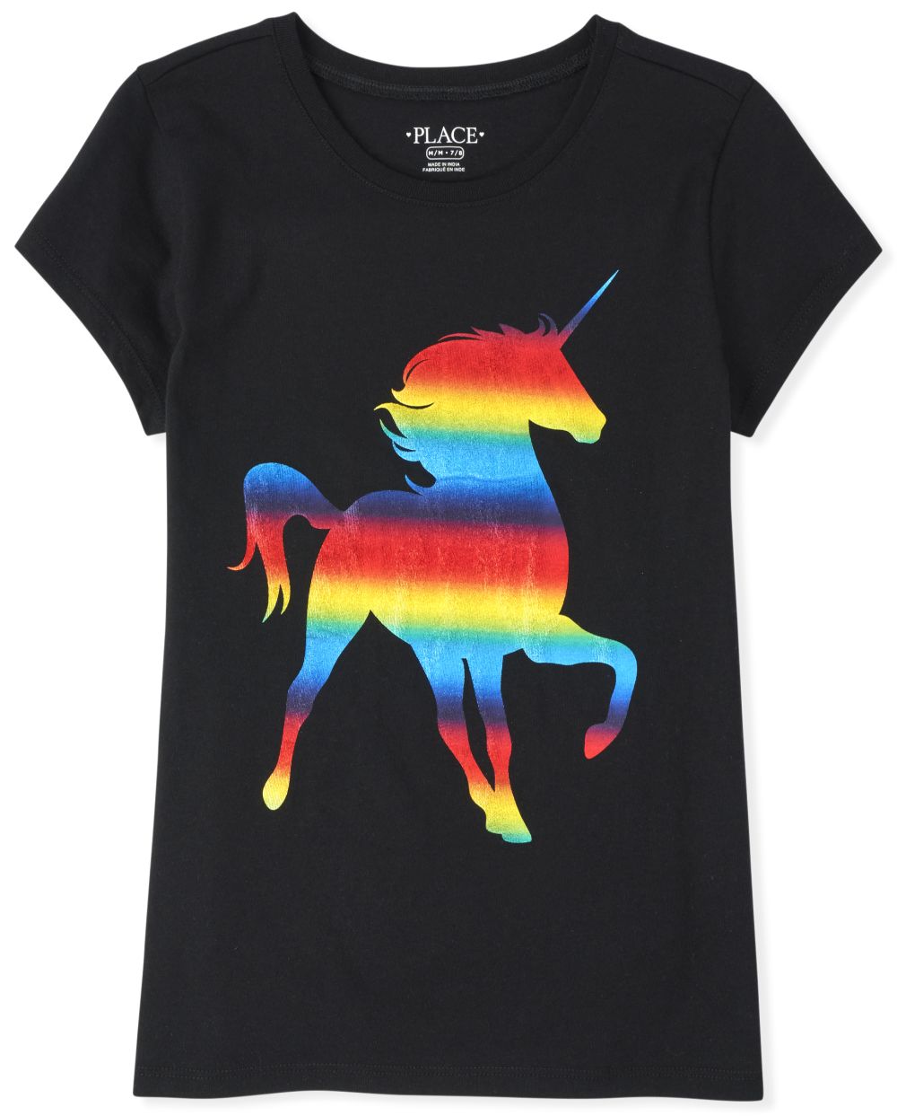 

s Foil Rainbow Unicorn Graphic Tee - Black T-Shirt - The Children's Place