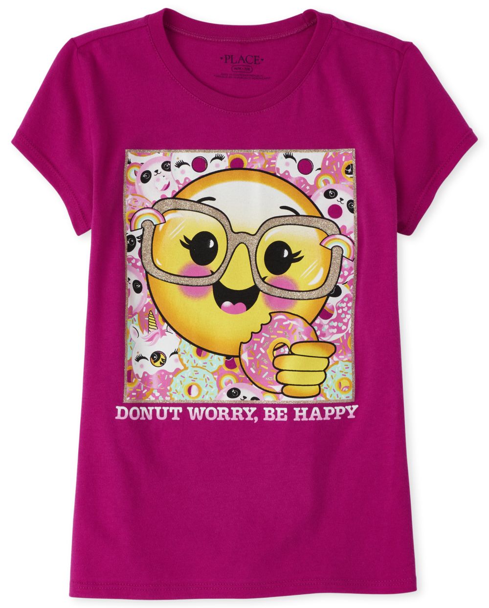 

s Glitter Emoji Donut Graphic Tee - Pink T-Shirt - The Children's Place