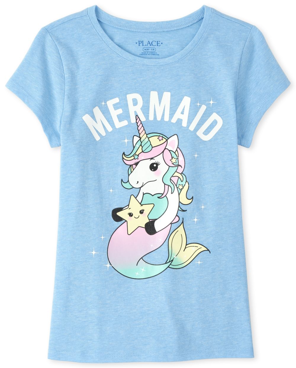 

s Glitter Mermaid Unicorn Graphic Tee - Blue T-Shirt - The Children's Place