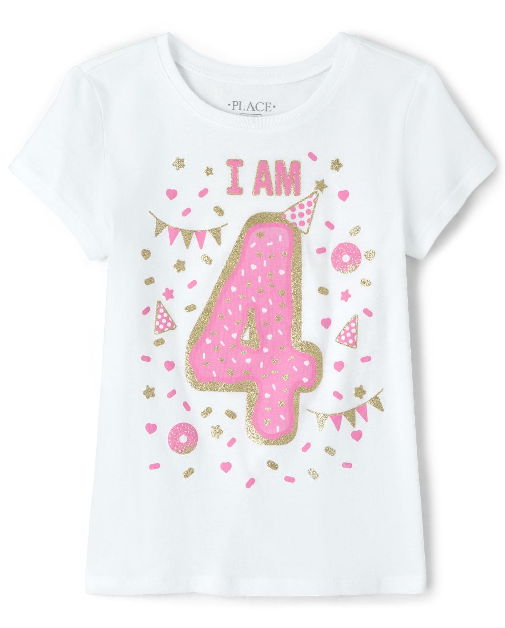 

s Birthday Glitter I Am 4 Graphic Tee - White T-Shirt - The Children's Place