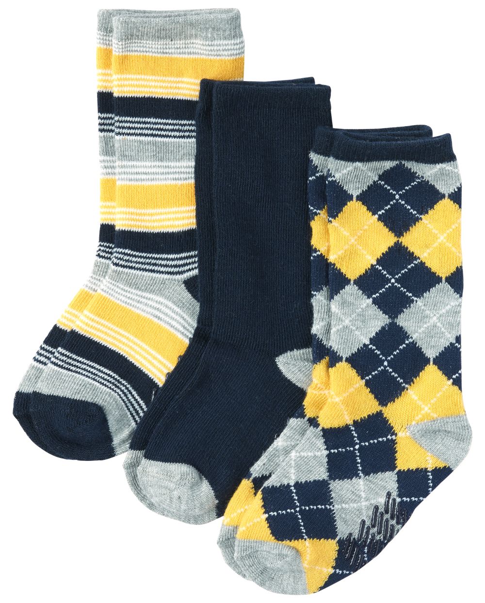 Toddler Boys Argyle And Striped Crew Socks 3Pack
