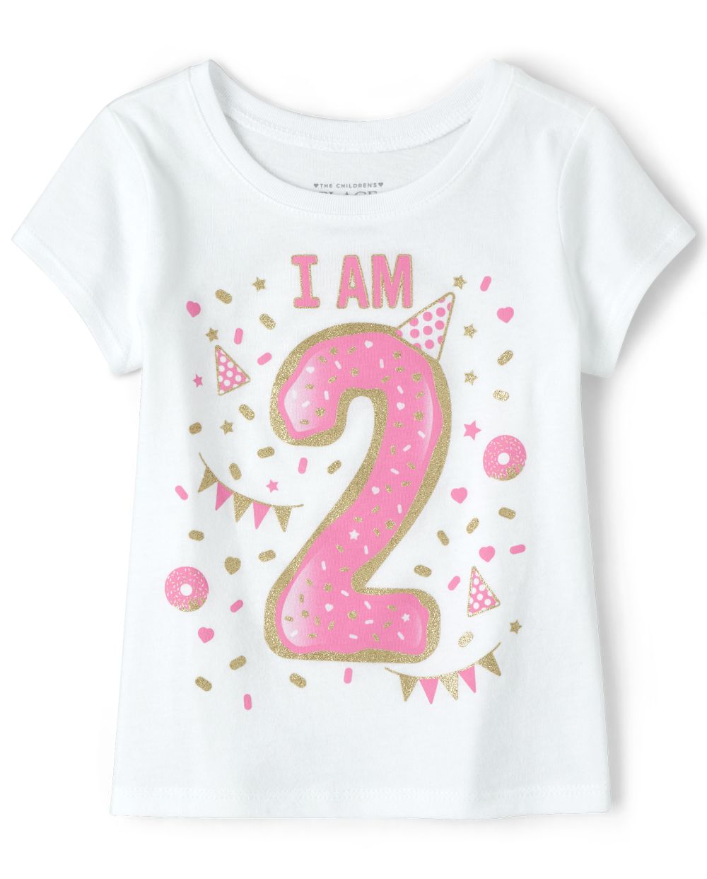 

s Baby And Toddler Birthday Glitter I Am 2 Graphic Tee - White T-Shirt - The Children's Place