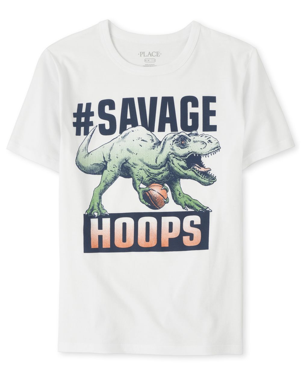 

s Boys Basketball Dino Graphic Tee - White T-Shirt - The Children's Place