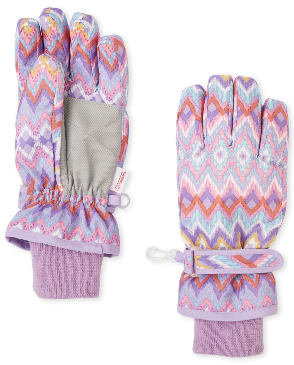 

Girls Chevron Ski Gloves - Purple - The Children's Place