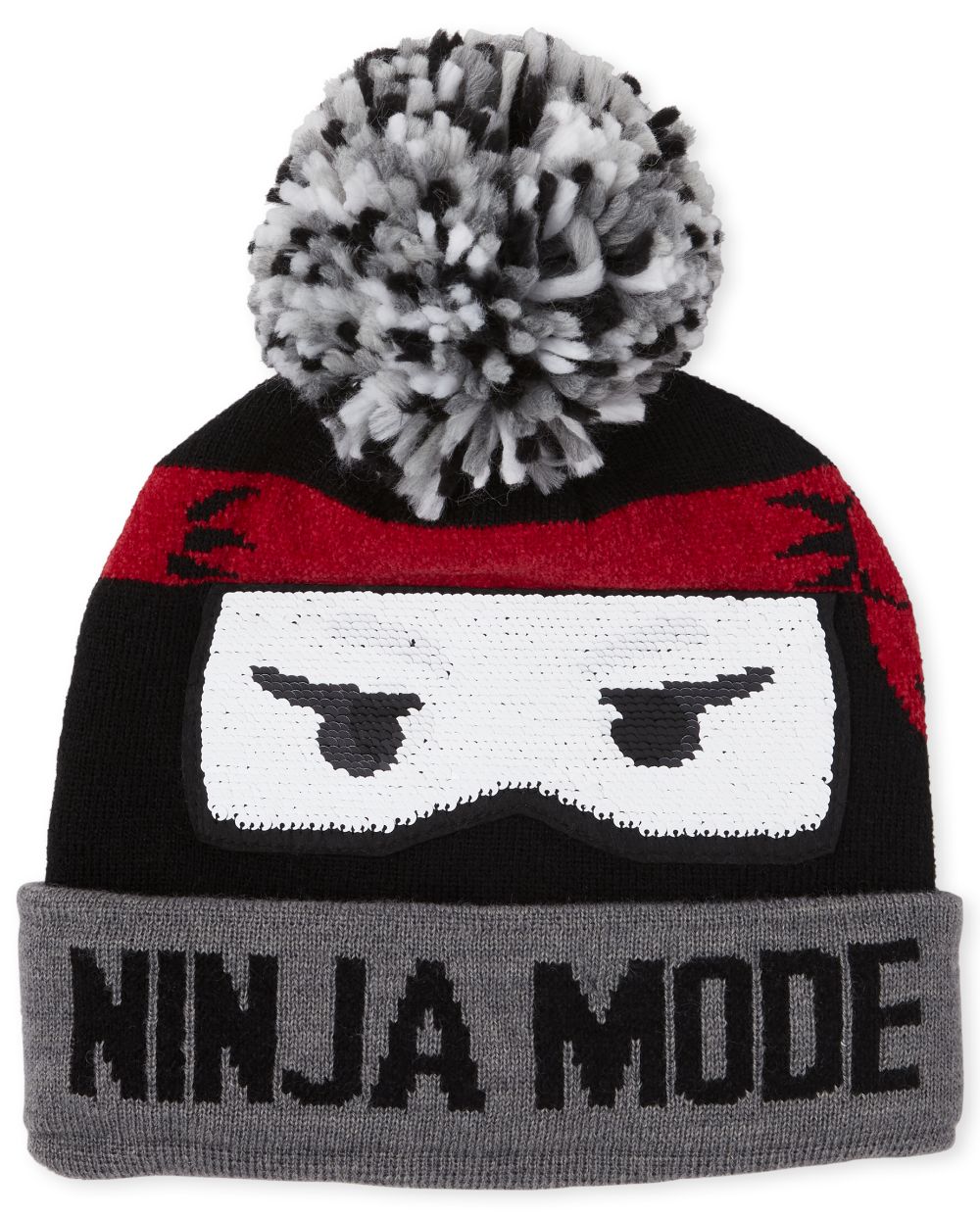

Boys Boys Ninja Mode Pom Pom Beanie - Black - The Children's Place