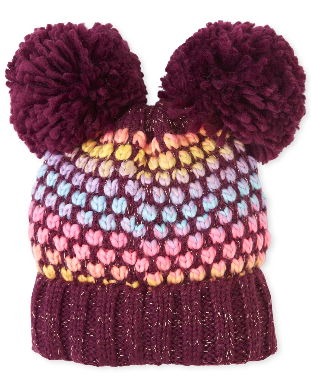

Girls Rainbow Pom Pom Beanie - Multi - The Children's Place