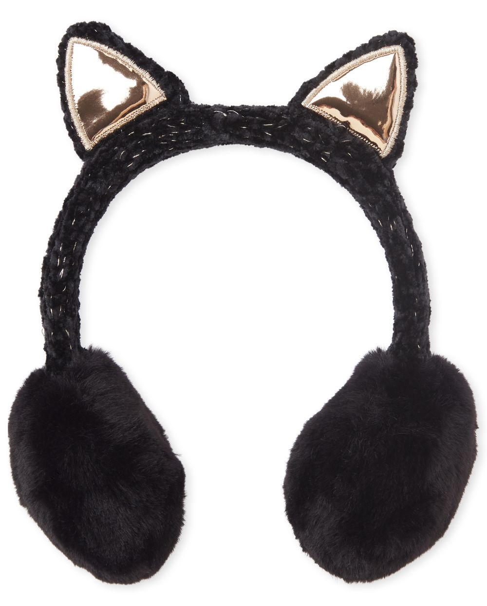 

Girls Cat Chenille Ear Muffs - Black - The Children's Place
