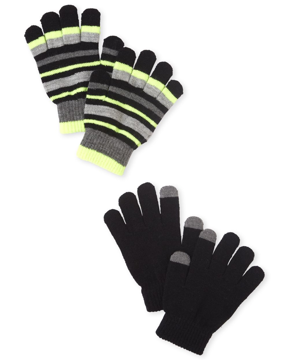

Boys Boys Striped Texting Gloves 2-Pack - Black - The Children's Place