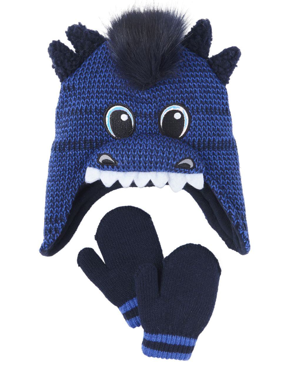 

s Toddler Boys Dino Hat And Mittens Set - Blue - The Children's Place