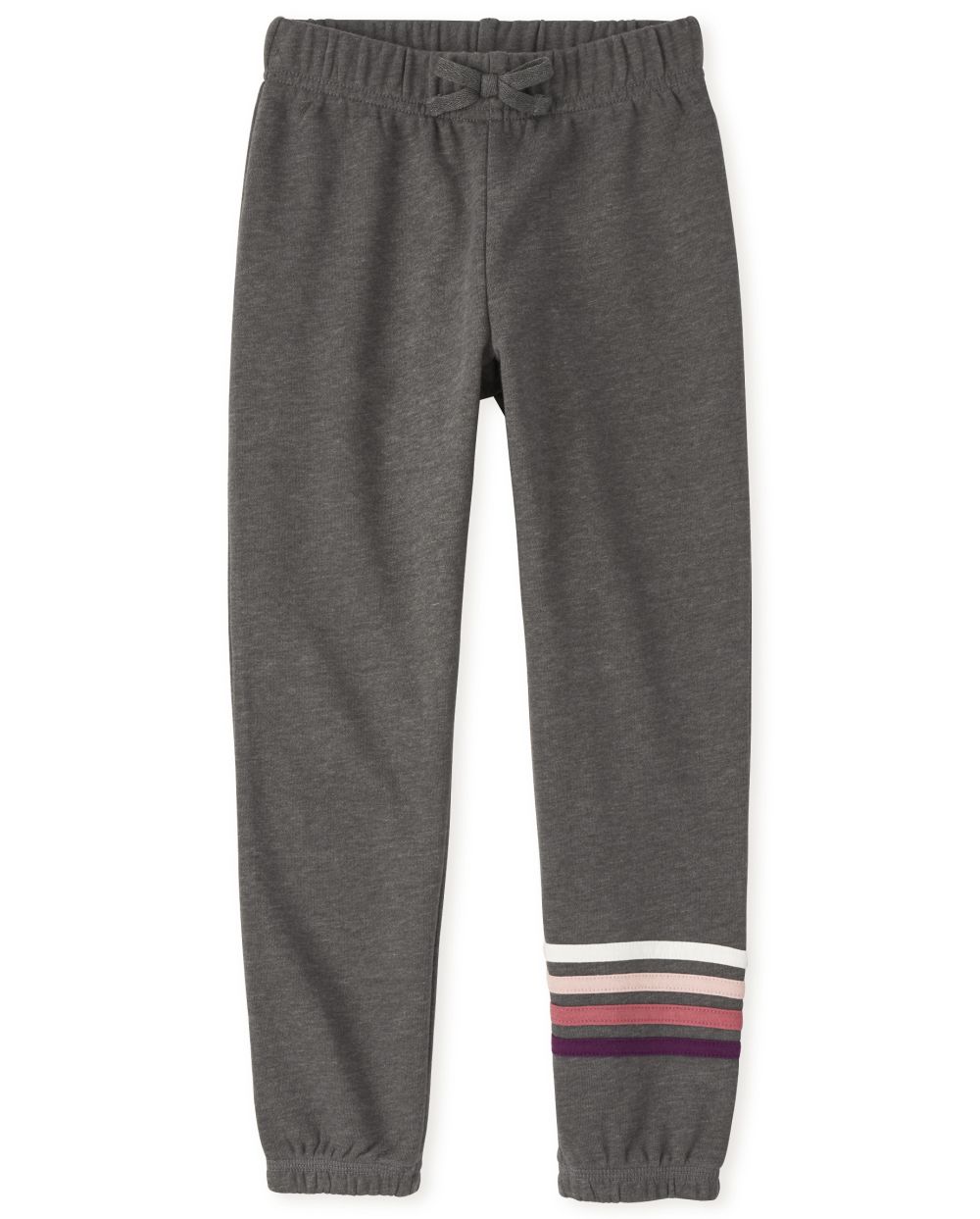 

Girls Active Striped French Terry Track Pants - Gray - The Children's Place