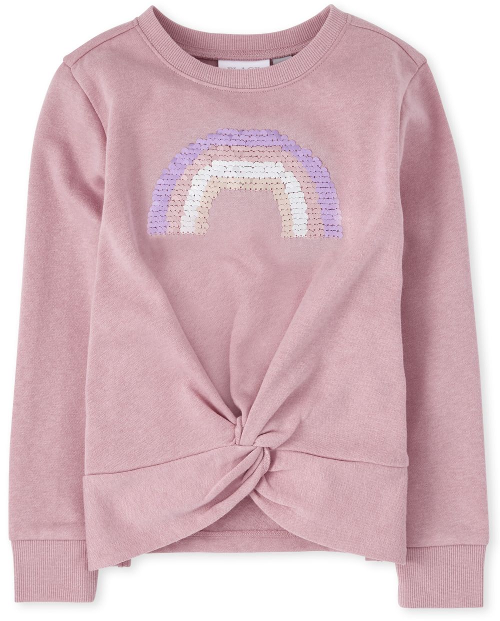 

Girls Active Foil Rainbow Twist Front Sweatshirt - Pink - The Children's Place
