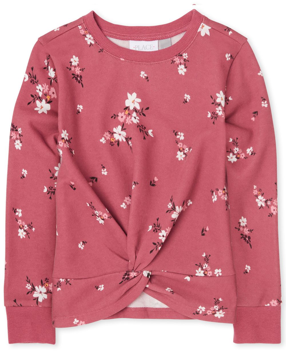 

Girls Active Floral Twist Front Sweatshirt - Pink - The Children's Place