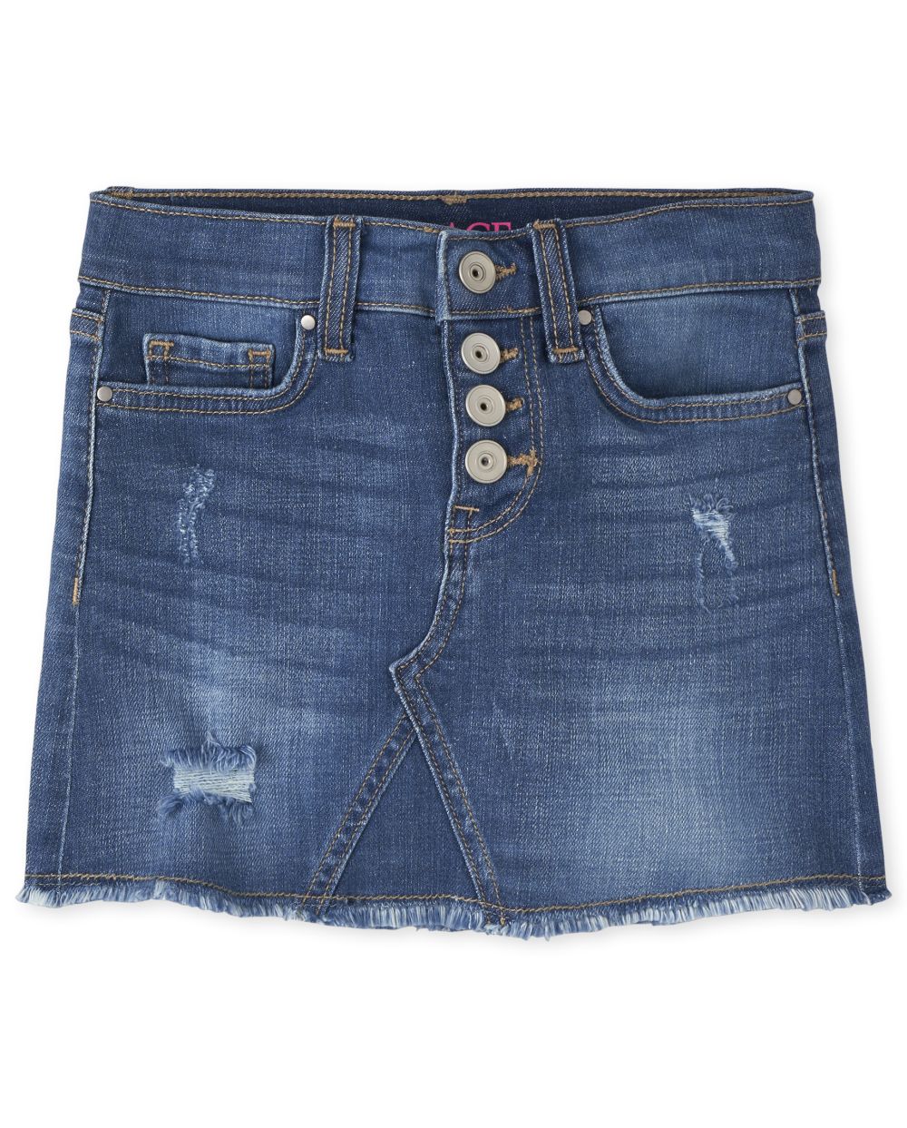 

Girls Distressed Denim Skirt - Blue - The Children's Place