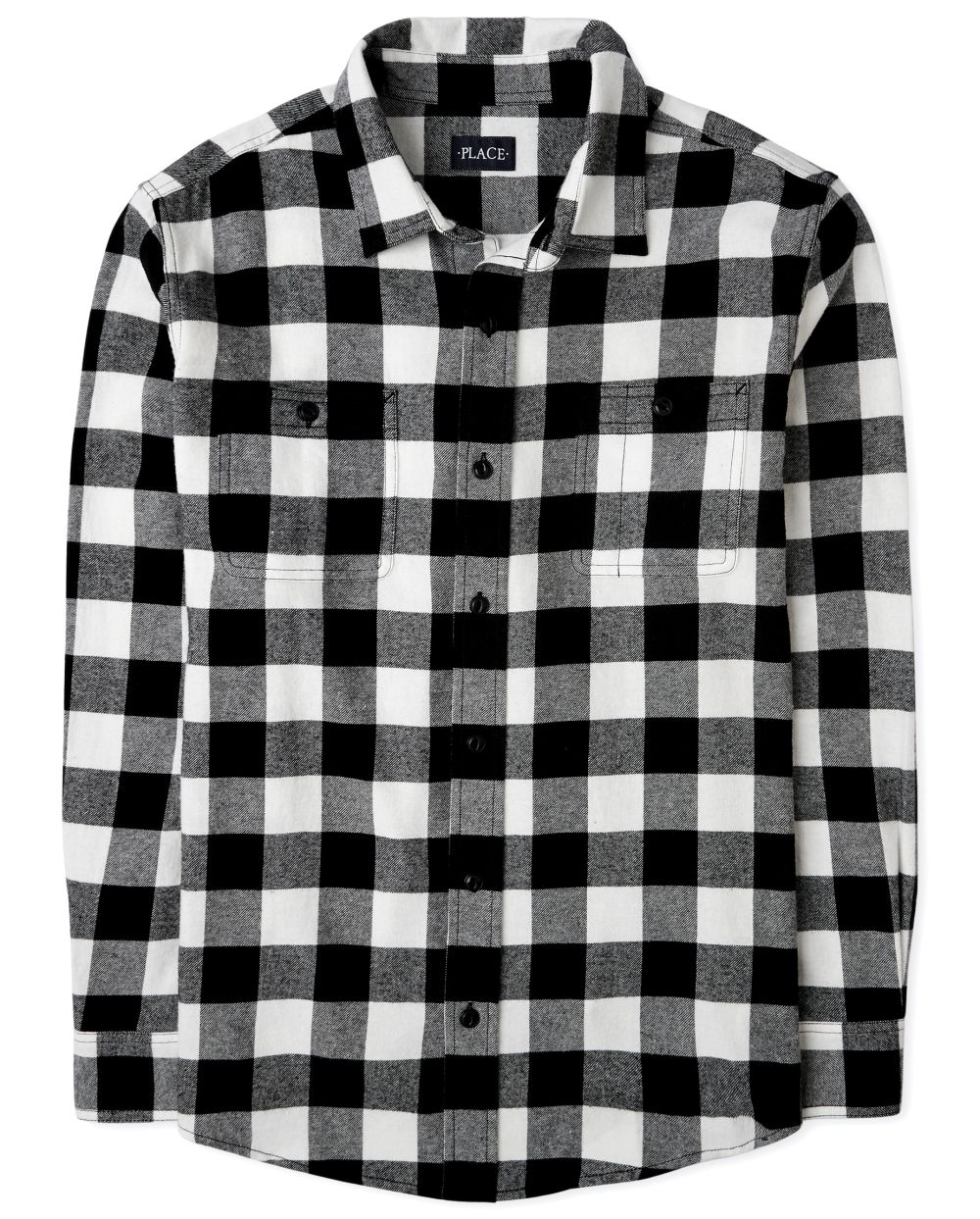 

s Mens Matching Family Buffalo Plaid Flannel Button Down Shirt - Black - The Children's Place