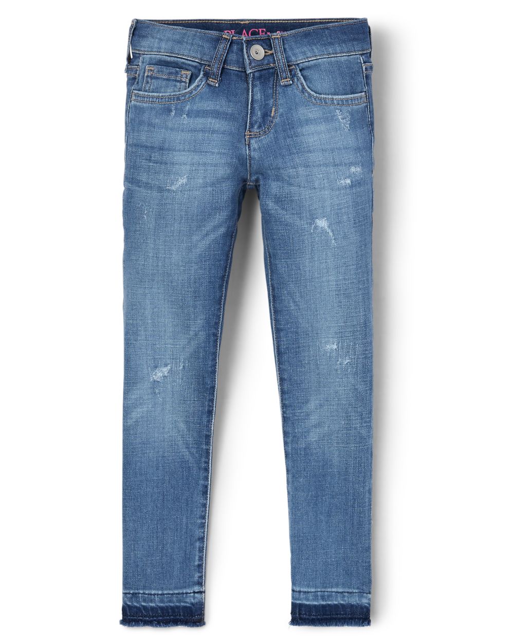 

Girls Let Down Hem Distressed Denim Super Skinny Jeans - The Children's Place