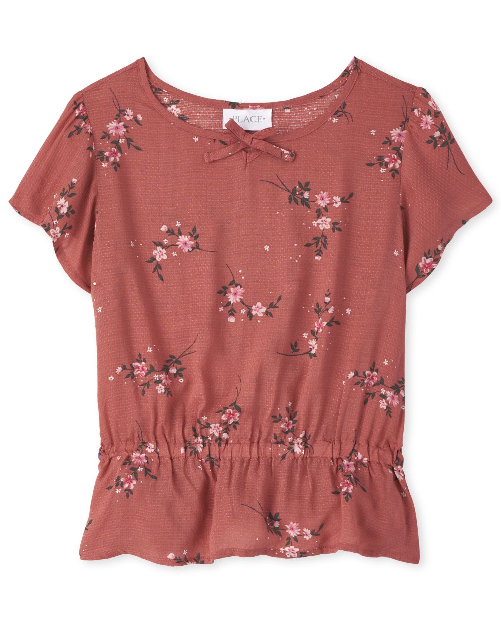 

Girls Floral Peplum Top - Red - The Children's Place
