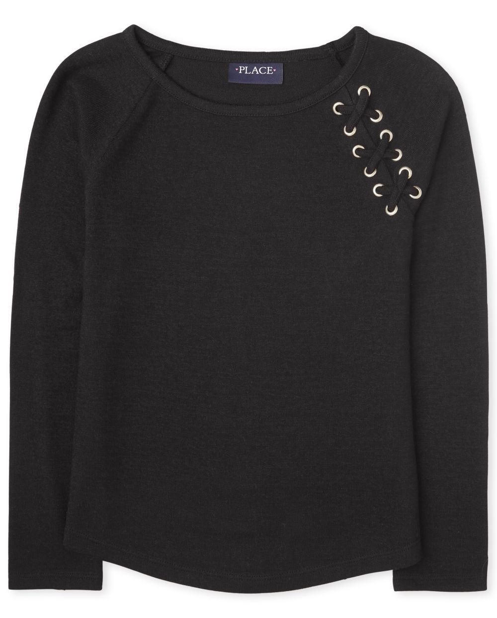 

Girls Lace Up Lightweight Sweater Top - Black - The Children's Place