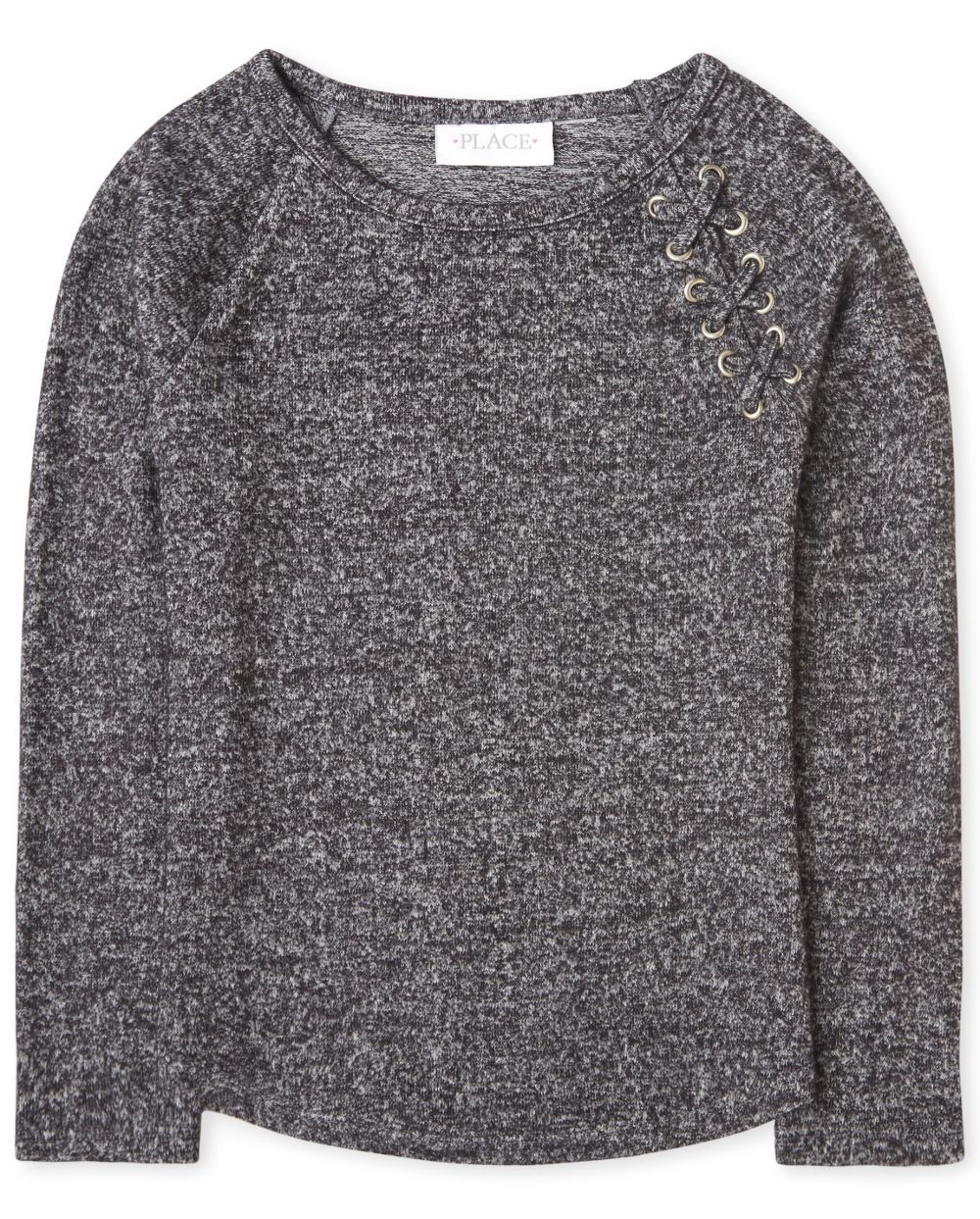 

Girls Lace Up Lightweight Sweater Top - Gray - The Children's Place
