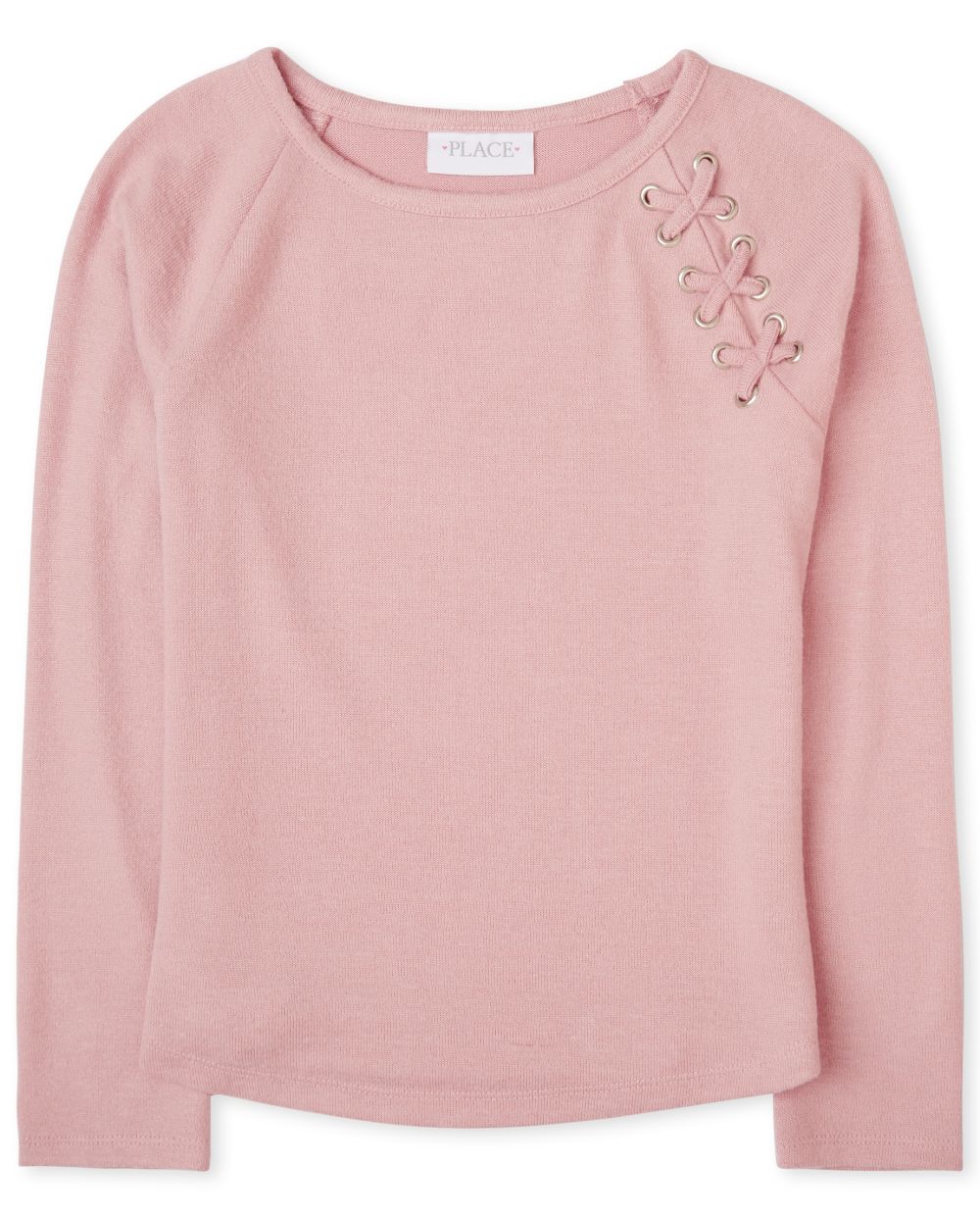 

Girls Lace Up Lightweight Sweater Top - Pink - The Children's Place